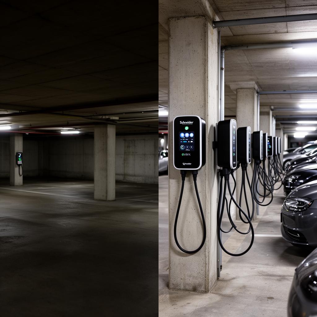 Chantier 2 bornes 7,4 kW · gestion charge — Lyon (69)