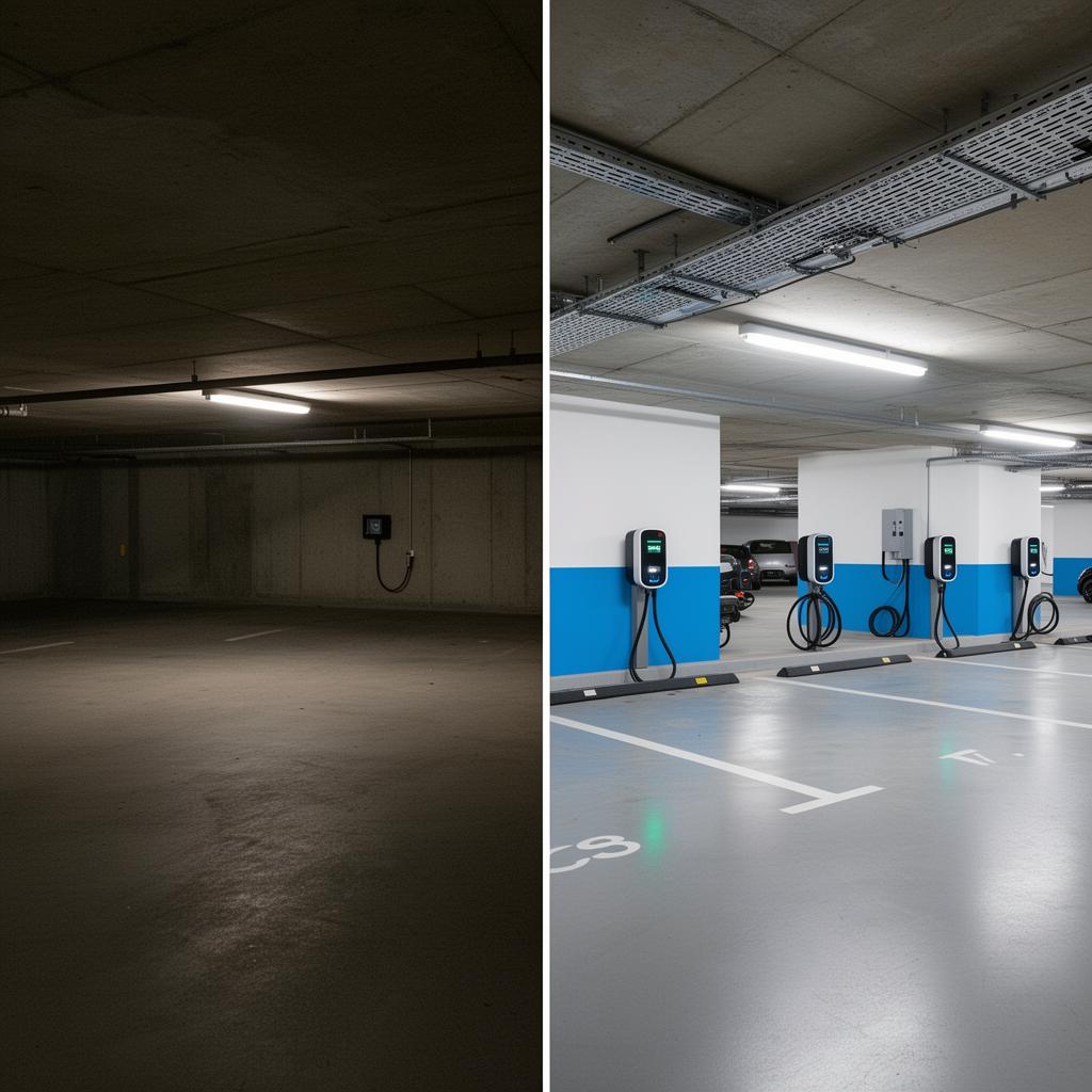 Chantier Borne 22 kW triphasée pro — Lille (59)